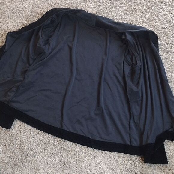 Alex Evenings Women's Solid Black Velvet Textured Open Front Cardigan Cover up - Picture 12 of 15